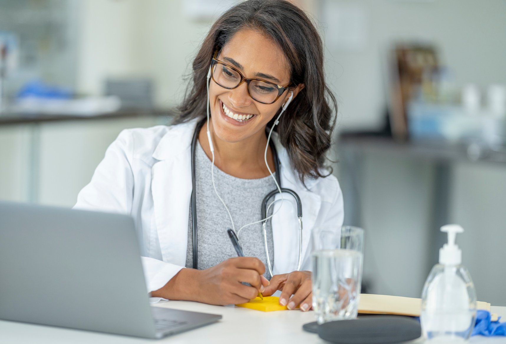 Healthcare professional on a remote video telemedicine call